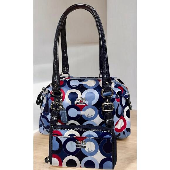 Y2K Coach Madison Graphic Op Art Mini Satchel & Wristlet - Picture 1 of 13